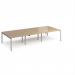 Adapt triple back to back desks 3600mm x 1600mm - silver frame, kendal oak top E3616-S-KO