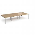 Adapt triple back to back desks 3600mm x 1600mm - silver frame, oak top E3616-S-O