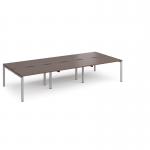 Adapt triple back to back desks 3600mm x 1600mm - silver frame, walnut top E3616-S-W