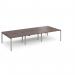 Adapt triple back to back desks 3600mm x 1600mm - silver frame, walnut top E3616-S-W