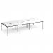 Adapt triple back to back desks 3600mm x 1600mm - silver frame, white top, black edge E3616-S-WK