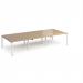 Adapt triple back to back desks 3600mm x 1600mm - white frame, kendal oak top E3616-WH-KO