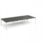 Adapt triple back to back desks 3600mm x 1600mm - white frame, storm grey top E3616-WH-OG