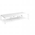 Adapt triple back to back desks 3600mm x 1600mm - white frame, white top E3616-WH-WH