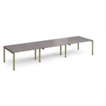 Adapt triple back to back desks 4200mm x 1200mm - green frame, grey oak top E4212-GN-GO