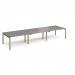 Adapt triple back to back desks 4200mm x 1200mm - green frame, grey oak top E4212-GN-GO