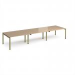 Adapt triple back to back desks 4200mm x 1200mm - green frame, kendal oak top E4212-GN-KO