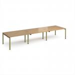 Adapt triple back to back desks 4200mm x 1200mm - green frame, oak top E4212-GN-O