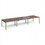 Adapt triple back to back desks 4200mm x 1200mm - green frame, walnut top E4212-GN-W