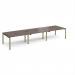 Adapt triple back to back desks 4200mm x 1200mm - green frame, walnut top E4212-GN-W