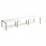 Adapt triple back to back desks 4200mm x 1200mm - green frame, white top E4212-GN-WH