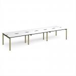 Adapt triple back to back desks 4200mm x 1200mm - green frame, white top, black edge E4212-GN-WK