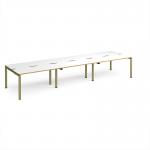 Adapt triple back to back desks 4200mm x 1200mm - green frame, white top, oak edge E4212-GN-WO