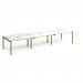 Adapt triple back to back desks 4200mm x 1200mm - green frame, white top, oak edge E4212-GN-WO