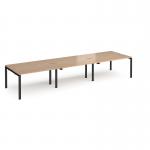 Adapt triple back to back desks 4200mm x 1200mm - black frame, beech top E4212-K-B