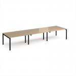 Adapt triple back to back desks 4200mm x 1200mm - black frame, kendal oak top E4212-K-KO