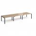 Adapt triple back to back desks 4200mm x 1200mm - black frame, kendal oak top E4212-K-KO