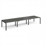 Adapt triple back to back desks 4200mm x 1200mm - black frame, storm grey top E4212-K-OG