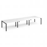 Adapt triple back to back desks 4200mm x 1200mm - black frame, white top E4212-K-WH