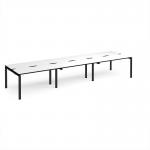 Adapt triple back to back desks 4200mm x 1200mm - black frame, white top, black edge E4212-K-WK