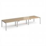 Adapt triple back to back desks 4200mm x 1200mm - silver frame, kendal oak top E4212-S-KO