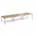 Adapt triple back to back desks 4200mm x 1200mm - silver frame, kendal oak top E4212-S-KO