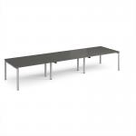 Adapt triple back to back desks 4200mm x 1200mm - silver frame, storm grey top E4212-S-OG