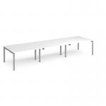Adapt triple back to back desks 4200mm x 1200mm - silver frame, white top E4212-S-WH