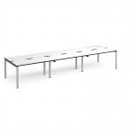 Adapt triple back to back desks 4200mm x 1200mm - silver frame, white top, black edge E4212-S-WK