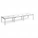 Adapt triple back to back desks 4200mm x 1200mm - silver frame, white top, black edge E4212-S-WK