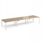 Adapt triple back to back desks 4200mm x 1200mm - white frame, kendal oak top E4212-WH-KO