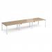Adapt triple back to back desks 4200mm x 1200mm - white frame, kendal oak top E4212-WH-KO