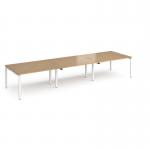 Adapt triple back to back desks 4200mm x 1200mm - white frame, oak top E4212-WH-O