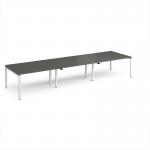 Adapt triple back to back desks 4200mm x 1200mm - white frame, storm grey top E4212-WH-OG