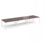 Adapt triple back to back desks 4200mm x 1200mm - white frame, walnut top E4212-WH-W