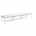 Adapt triple back to back desks 4200mm x 1200mm - white frame, white top, black edge E4212-WH-WK