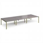 Adapt triple back to back desks 4200mm x 1600mm - green frame, grey oak top E4216-GN-GO