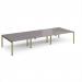 Adapt triple back to back desks 4200mm x 1600mm - green frame, grey oak top E4216-GN-GO