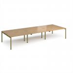 Adapt triple back to back desks 4200mm x 1600mm - green frame, oak top E4216-GN-O