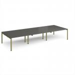Adapt triple back to back desks 4200mm x 1600mm - green frame, storm grey top E4216-GN-OG
