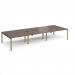 Adapt triple back to back desks 4200mm x 1600mm - green frame, walnut top E4216-GN-W