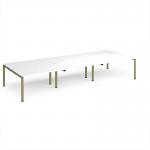 Adapt triple back to back desks 4200mm x 1600mm - green frame, white top E4216-GN-WH
