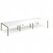 Adapt triple back to back desks 4200mm x 1600mm - green frame, white top E4216-GN-WH