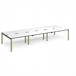 Adapt triple back to back desks 4200mm x 1600mm - green frame, white top, black edge E4216-GN-WK