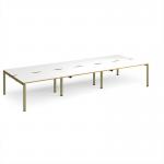 Adapt triple back to back desks 4200mm x 1600mm - green frame, white top, oak edge E4216-GN-WO