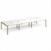 Adapt triple back to back desks 4200mm x 1600mm - green frame, white top, oak edge E4216-GN-WO