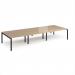 Adapt triple back to back desks 4200mm x 1600mm - black frame, kendal oak top E4216-K-KO