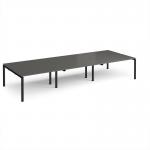Adapt triple back to back desks 4200mm x 1600mm - black frame, storm grey top E4216-K-OG