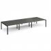 Adapt triple back to back desks 4200mm x 1600mm - black frame, storm grey top E4216-K-OG