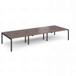 Adapt triple back to back desks 4200mm x 1600mm - black frame, walnut top E4216-K-W